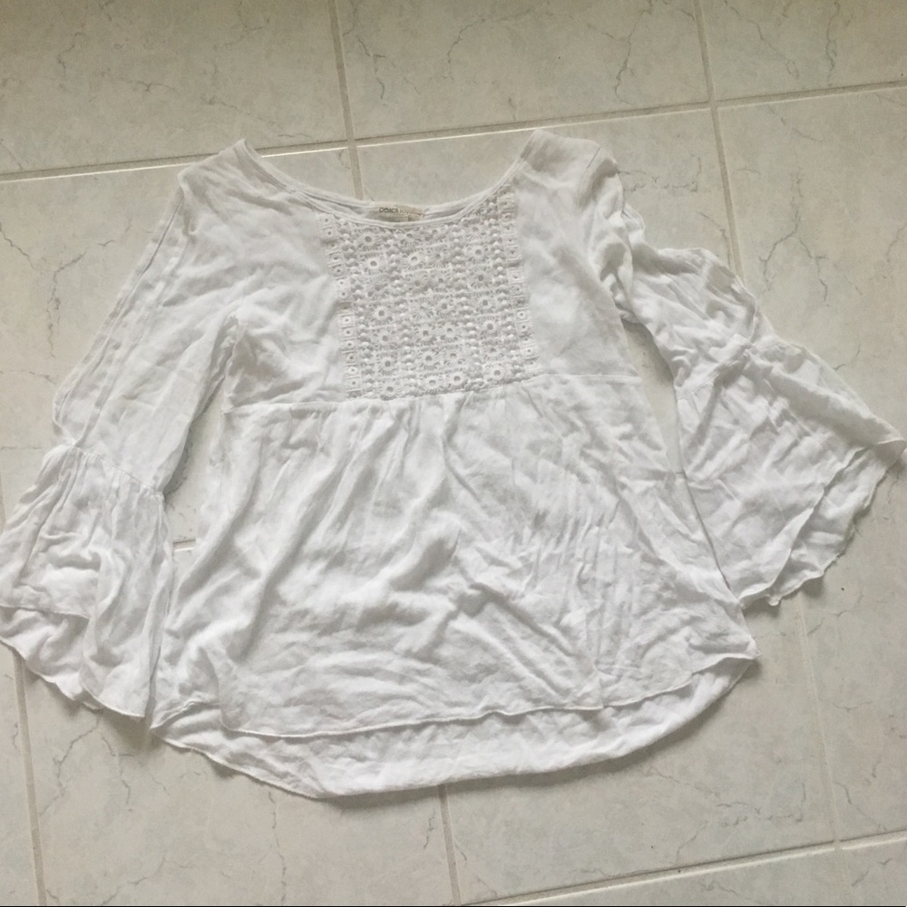 White Bell Sleeve Open Arm Top